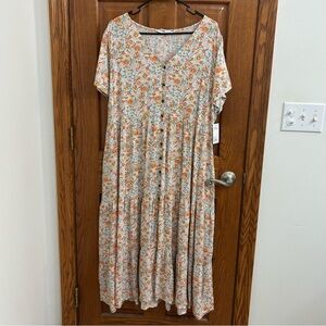 Sonoma Button Front Tiered Midi Dress